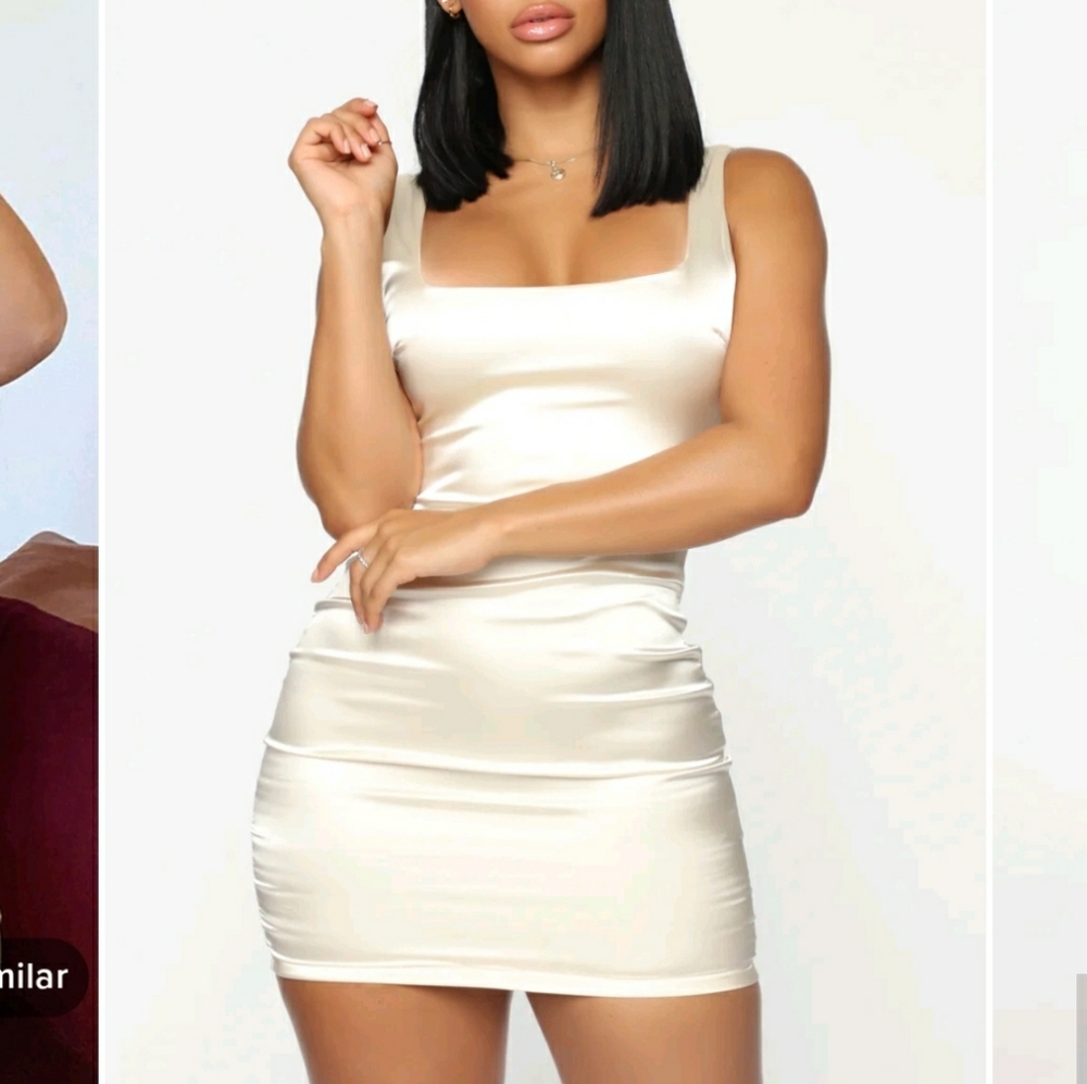 SEARCHING For Back For More Satin Mini Dress CREAM